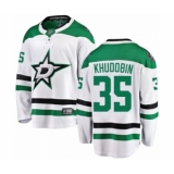 Men's Dallas Stars #35 Anton Khudobin Authentic White Away Fanatics Branded Breakaway NHL Jersey