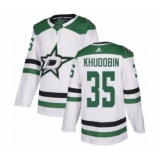 Men's Adidas Dallas Stars #35 Anton Khudobin Authentic White Away NHL Jersey