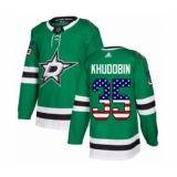 Men's Adidas Dallas Stars #35 Anton Khudobin Authentic Green USA Flag Fashion NHL Jersey