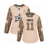 Women's Adidas Dallas Stars #11 Martin Hanzal Authentic Camo Veterans Day Practice NHL Jersey