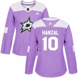 Women's Adidas Dallas Stars #10 Martin Hanzal Authentic Purple Fights Cancer Practice NHL Jersey