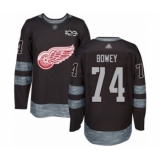 Men's Detroit Red Wings #74 Madison Bowey Authentic Black 1917-2017 100th Anniversary Hockey Jersey