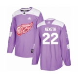 Men's Detroit Red Wings #22 Patrik Nemeth Authentic Purple Fights Cancer Practice Hockey Jersey