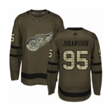 Men's Detroit Red Wings #95 Albert Johansson Authentic Green Salute to Service Hockey Jersey