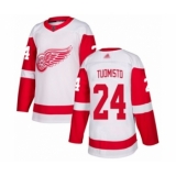 Men's Detroit Red Wings #24 Antti Tuomisto Authentic White Away Hockey Jersey