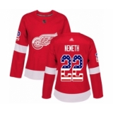 Women's Detroit Red Wings #22 Patrik Nemeth Authentic Red USA Flag Fashion Hockey Jersey