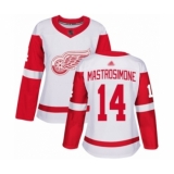 Women's Detroit Red Wings #14 Robert Mastrosimone Authentic White Away Hockey Jersey