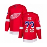 Youth Detroit Red Wings #73 Adam Erne Authentic Red USA Flag Fashion Hockey Jersey