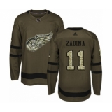 Youth Adidas Detroit Red Wings #11 Filip Zadina Premier Green Salute to Service NHL Jersey