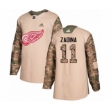 Youth Adidas Detroit Red Wings #11 Filip Zadina Authentic Camo Veterans Day Practice NHL Jersey