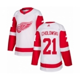 Youth Adidas Detroit Red Wings #21 Dennis Cholowski Authentic White Away NHL Jersey