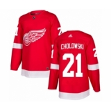 Youth Adidas Detroit Red Wings #21 Dennis Cholowski Authentic Red Home NHL Jersey