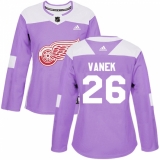 Women's Adidas Detroit Red Wings #26 Thomas Vanek Authentic Purple Fights Cancer Practice NHL Jersey