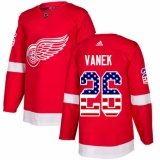 Men's Adidas Detroit Red Wings #26 Thomas Vanek Authentic Red USA Flag Fashion NHL Jersey