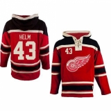 Men's Old Time Hockey Detroit Red Wings #43 Darren Helm Premier Red Sawyer Hooded Sweatshirt NHL Jersey