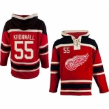 Men's Old Time Hockey Detroit Red Wings #55 Niklas Kronwall Premier Red Sawyer Hooded Sweatshirt NHL Jersey