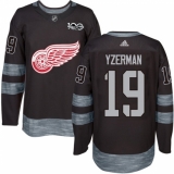Men's Adidas Detroit Red Wings #19 Steve Yzerman Authentic Black 1917-2017 100th Anniversary NHL Jersey