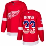 Youth Adidas Detroit Red Wings #33 Kris Draper Authentic Red USA Flag Fashion NHL Jersey