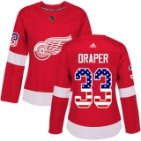 Women's Adidas Detroit Red Wings #33 Kris Draper Authentic Red USA Flag Fashion NHL Jersey
