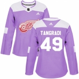Women's Adidas Detroit Red Wings #49 Eric Tangradi Authentic Purple Fights Cancer Practice NHL Jersey