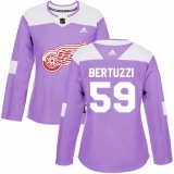 Women's Adidas Detroit Red Wings #59 Tyler Bertuzzi Authentic Purple Fights Cancer Practice NHL Jersey