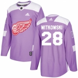 Youth Adidas Detroit Red Wings #28 Luke Witkowski Authentic Purple Fights Cancer Practice NHL Jersey
