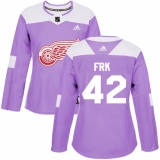 Women's Adidas Detroit Red Wings #42 Martin Frk Authentic Purple Fights Cancer Practice NHL Jersey