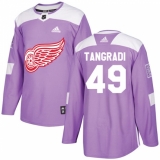 Youth Adidas Detroit Red Wings #49 Eric Tangradi Authentic Purple Fights Cancer Practice NHL Jersey