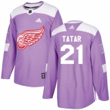 Men's Adidas Detroit Red Wings #21 Tomas Tatar Authentic Purple Fights Cancer Practice NHL Jersey