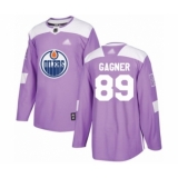 Men's Edmonton Oilers #89 Sam Gagner Authentic Purple Fights Cancer Practice Hockey Jersey