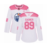 Women's Edmonton Oilers #89 Sam Gagner Authentic White Pink Fashion Hockey Jersey