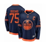 Men's Edmonton Oilers #75 Evan Bouchard Authentic Navy Blue Alternate Fanatics Branded Breakaway Hockey Jersey