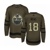 Men's Edmonton Oilers #18 James Neal Authentic Green Salute to Service Hockey Jersey
