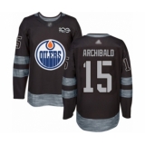 Men's Edmonton Oilers #15 Josh Archibald Authentic Black 1917-2017 100th Anniversary Hockey Jersey