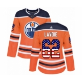 Women's Edmonton Oilers #62 Raphael Lavoie Authentic Orange USA Flag Fashion Hockey Jersey