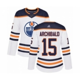 Women's Edmonton Oilers #15 Josh Archibald Authentic White Away Hockey Jersey