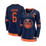 Women's Edmonton Oilers #6 Adam Larsson Authentic Navy Blue Alternate Fanatics Branded Breakaway Hockey Jersey