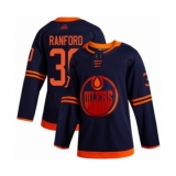 Youth Edmonton Oilers #30 Bill Ranford Authentic Navy Blue Alternate Hockey Jersey