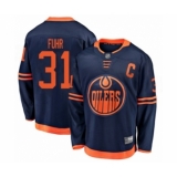 Youth Edmonton Oilers #31 Grant Fuhr Authentic Navy Blue Alternate Fanatics Branded Breakaway Hockey Jersey