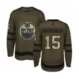 Youth Edmonton Oilers #15 Josh Archibald Authentic Green Salute to Service Hockey Jersey