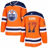 Men's Adidas Edmonton Oilers #17 Jari Kurri Authentic Orange Drift Fashion NHL Jersey