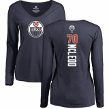 NHL Women's Adidas Edmonton Oilers #70 Ryan McLeod Navy Blue Backer Slim Fit Long Sleeve T-Shirt