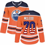 Women's Adidas Edmonton Oilers #70 Ryan McLeod Authentic Orange USA Flag Fashion NHL Jersey