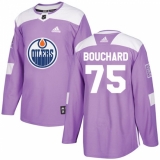 Men's Adidas Edmonton Oilers #75 Evan Bouchard Authentic Purple Fights Cancer Practice NHL Jersey