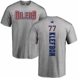 NHL Adidas Edmonton Oilers #77 Oscar Klefbom Ash Backer T-Shirt