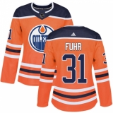 Women's Adidas Edmonton Oilers #31 Grant Fuhr Authentic Orange Home NHL Jersey