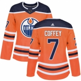 Women's Adidas Edmonton Oilers #7 Paul Coffey Authentic Orange Home NHL Jersey