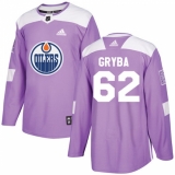 Men's Adidas Edmonton Oilers #62 Eric Gryba Authentic Purple Fights Cancer Practice NHL Jersey