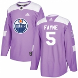 Youth Adidas Edmonton Oilers #5 Mark Fayne Authentic Purple Fights Cancer Practice NHL Jersey
