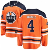 Youth Edmonton Oilers #4 Kris Russell Authentic Orange Home Fanatics Branded Breakaway NHL Jersey
